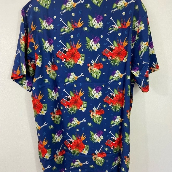 Men's Dixxon Snap-On Tools Hawaiian Shirt L Tropical Limited Edition Beach EUC - Picture 2 of 11